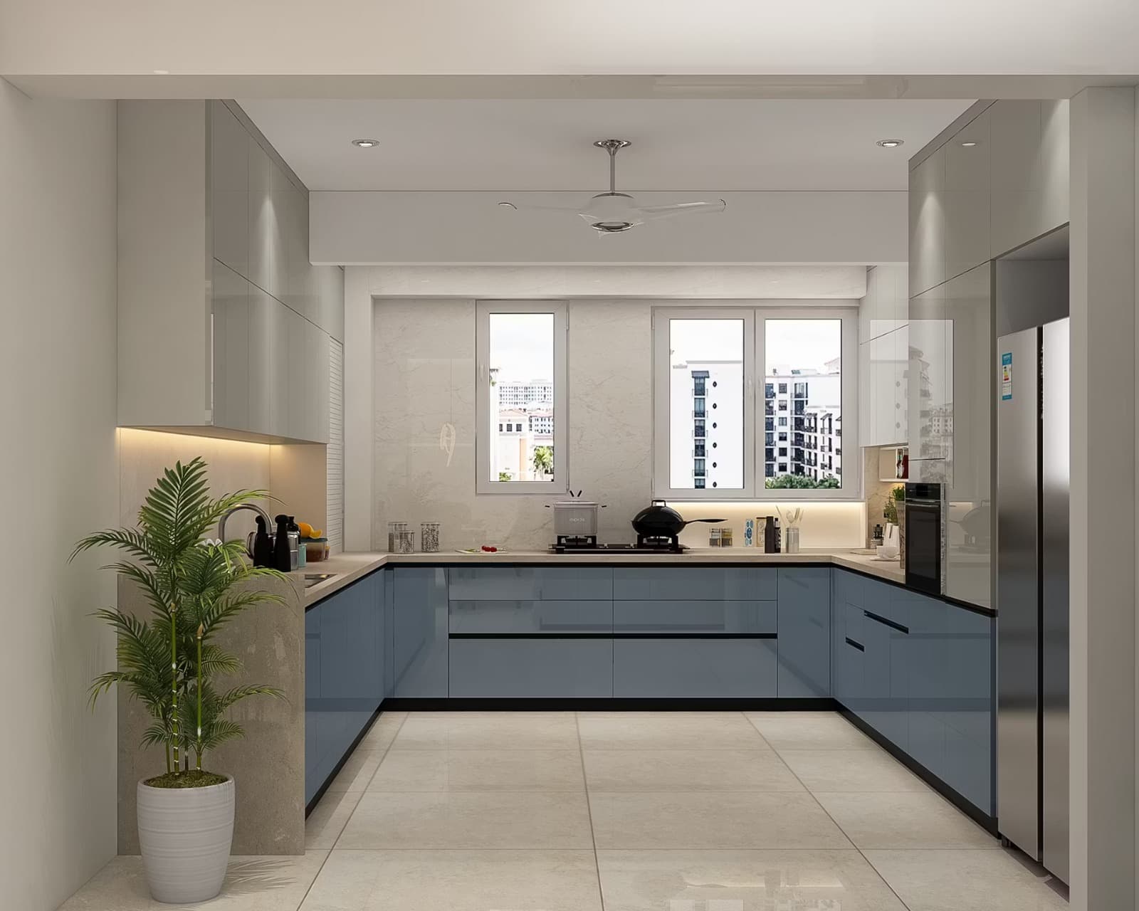 Vital laminate gloss kitchen in medium-cost configuration, Kraftline