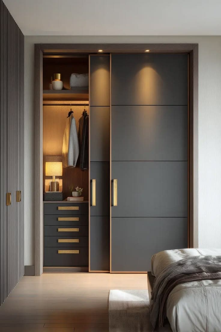 Modern sliding wardrobe with soft-close mechanisms, Kraftline